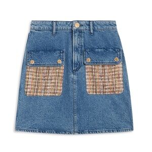 Sandro Fiorina Tweed Pocket Denim Skirt